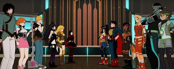 Justice League x RWBY: Super Heroes & Huntsmen: Part One Banner